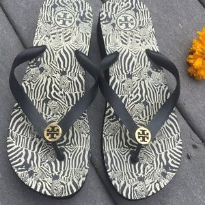 Tory Burch zebra flip flops